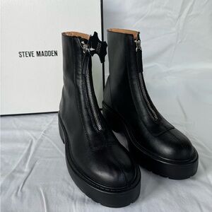 NEW with box Steve Madden Jones Black Leather Zipper Ankle Chelsea Boot size 7.5
